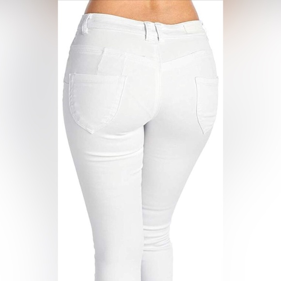 NWOT 10 White Butt Lift Stretch Ripped Skinny Jeans Distressed Denim Pants - Picture 5 of 6